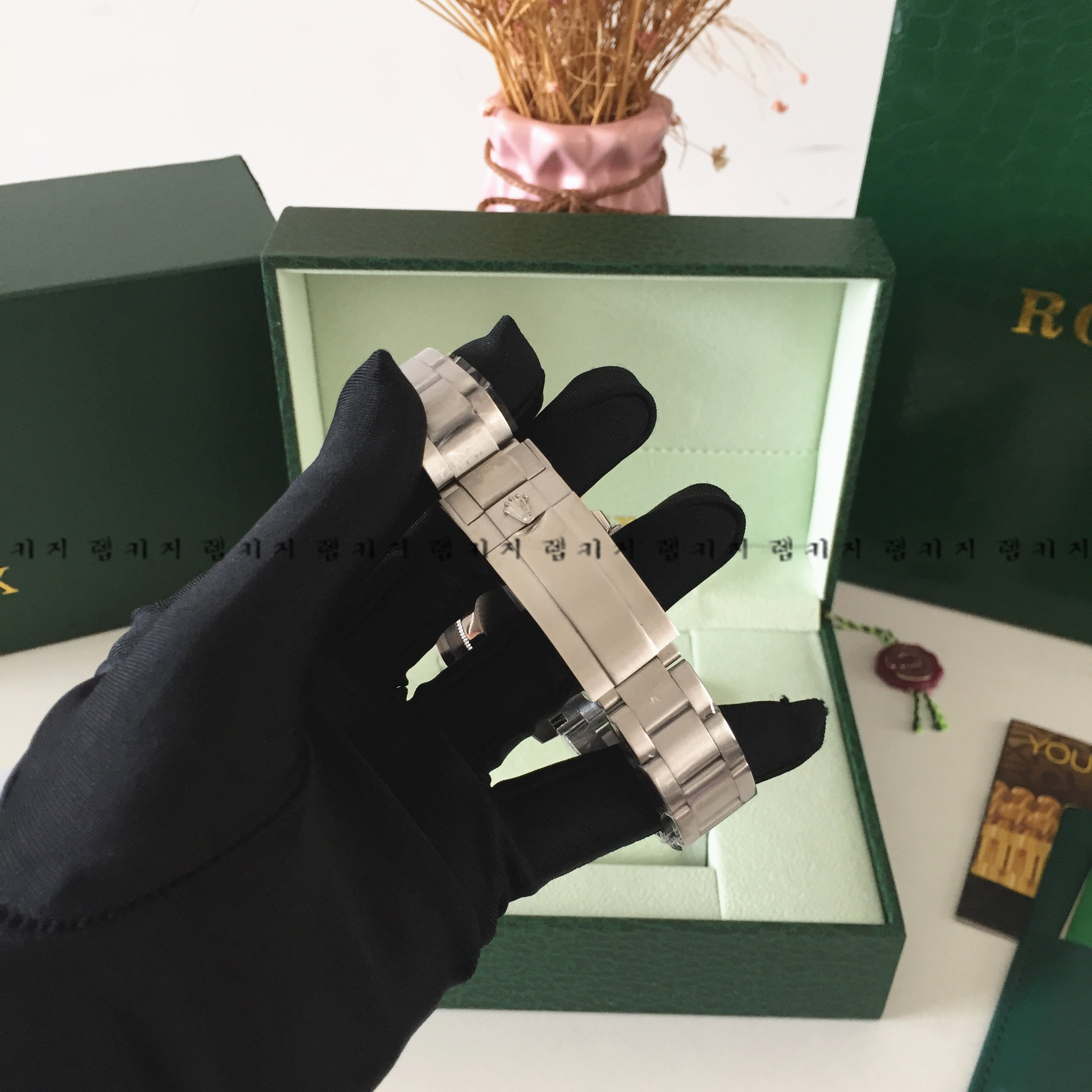 로렉스 서브마리너 그린다이얼 은장 메탈시계